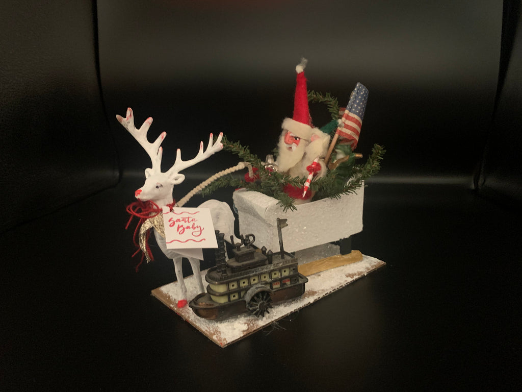 Santa in Sleigh w/Flag (small)