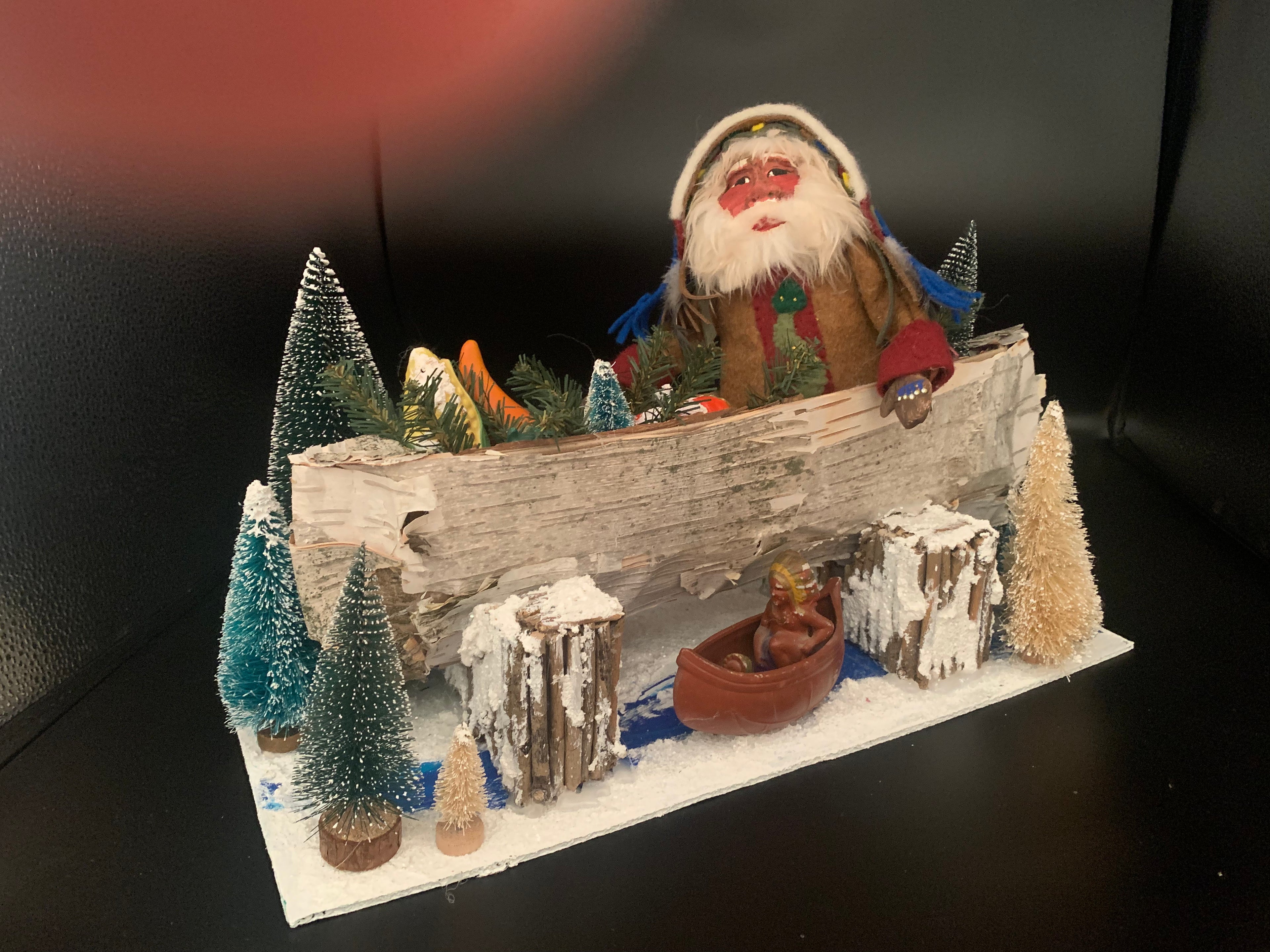 Real Birch Canoe Santa
